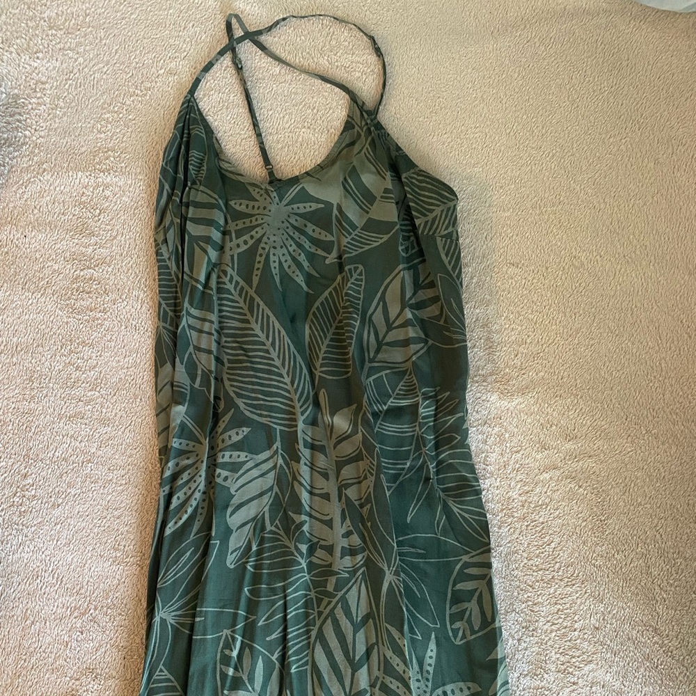 Old navy green floral long cross back dress